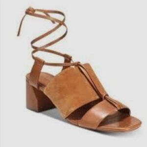 Vince Brown Leather Block Heel Sandals